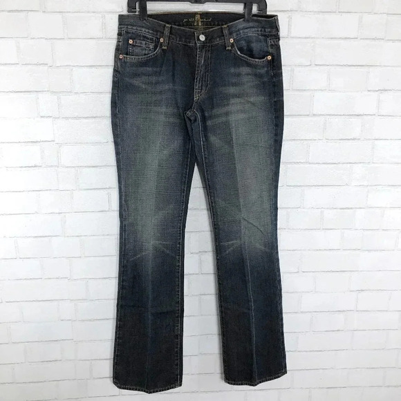 7 For All Mankind Medium Wash Mid Rise Boot Cut Jeans Women's Waist Size 32 - Picture 1 of 8
